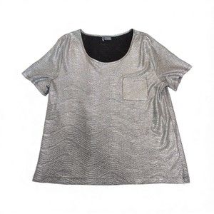 Sparkle & Fade Silver Metallic Short Sleeve Tee - Size L